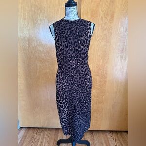 MILLY Knit Leopard Jacquard Sheath Dress Sleeveless Size M